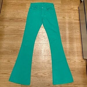 J BRAND Green Flare Wide Leg Jeans